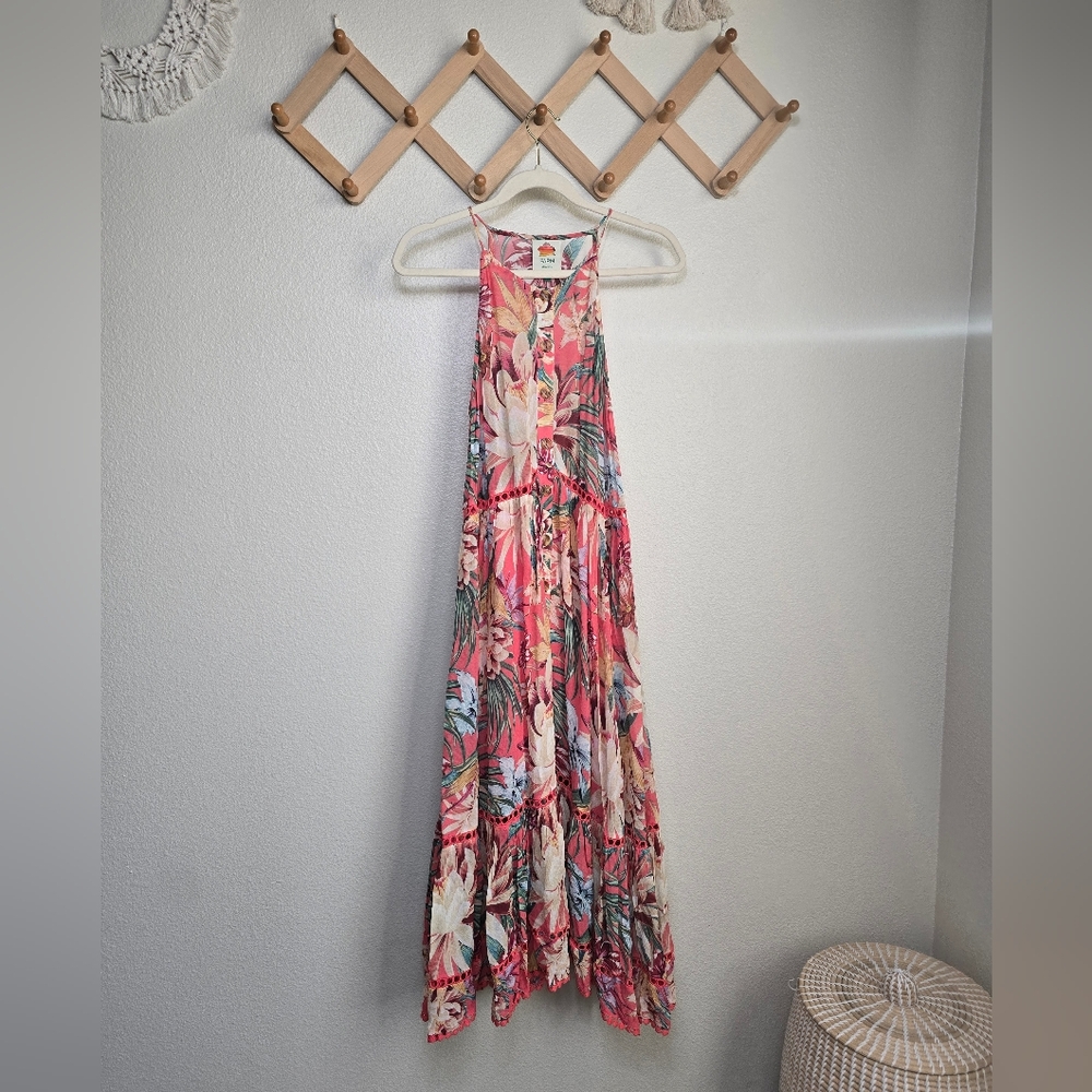 Farm Rio Floral Trapeze Strap Flowy Maxi Dress Womens Medium EUC